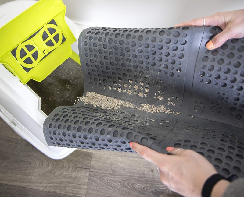 Petlinks Purr-fect Paws Multipurpose Rubber Litter Mat for Cats & Kittens, Helps Control Litter, Easy Clean Up Design - Gray, Large - Image 2